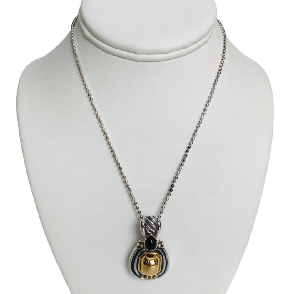 John Candice JC Two Tone Pendant with Gold Center Necklace